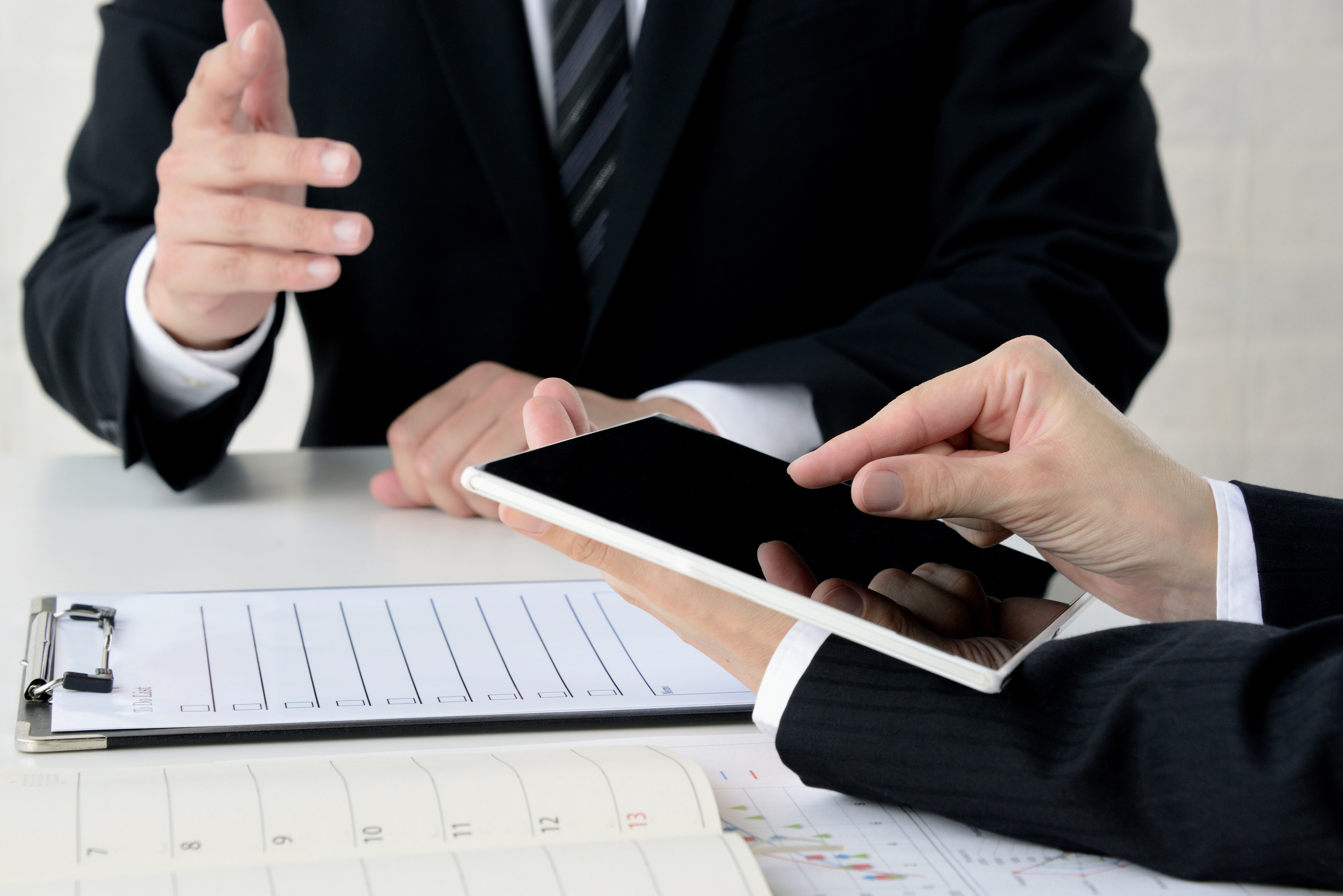 Business scene, business person in meeting, consulting and presentation